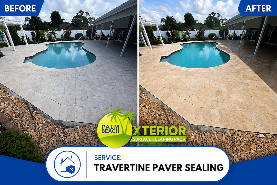 Travertine Paver Cleaning & Sealing in Royal Palm Beach, FL